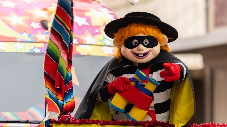 Hamburglar mascot on parade float